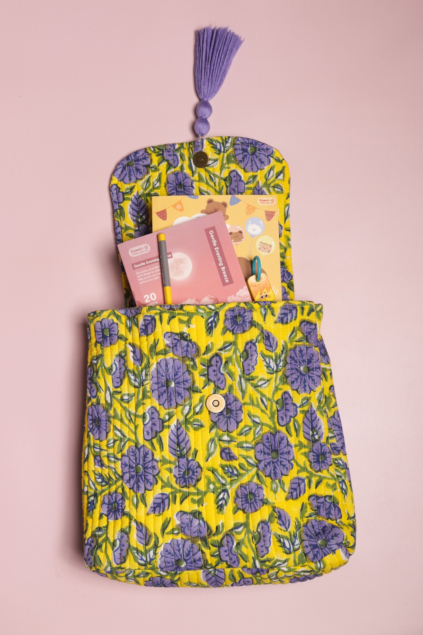 Quilted Kids Backpack with Floral Block Print