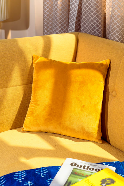 Premium Velvet Cushion Cover -  Mustard