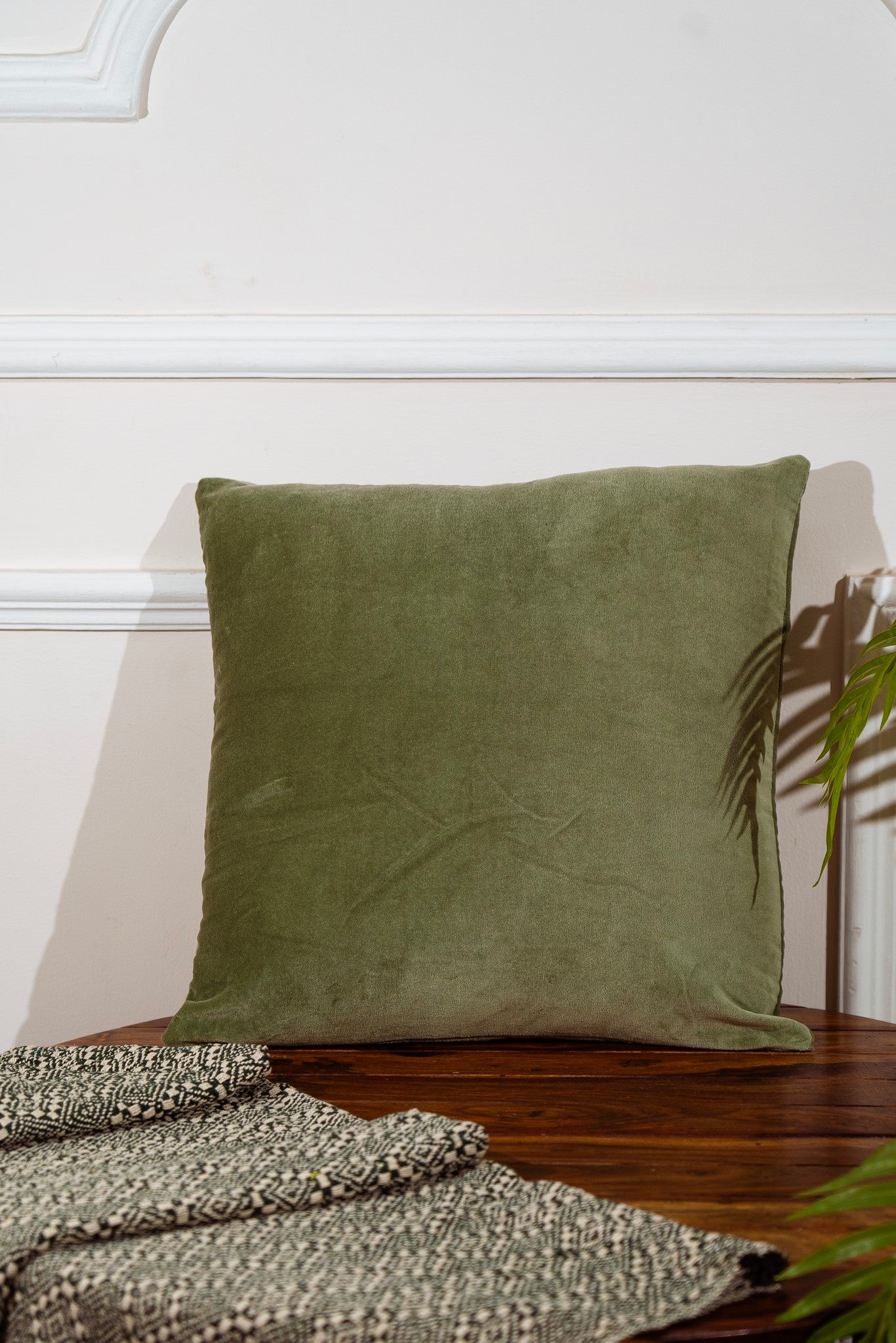 Premium Velvet Cushion Cover -  Olive