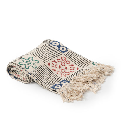 Variegated Cotton Throw - Block Printed