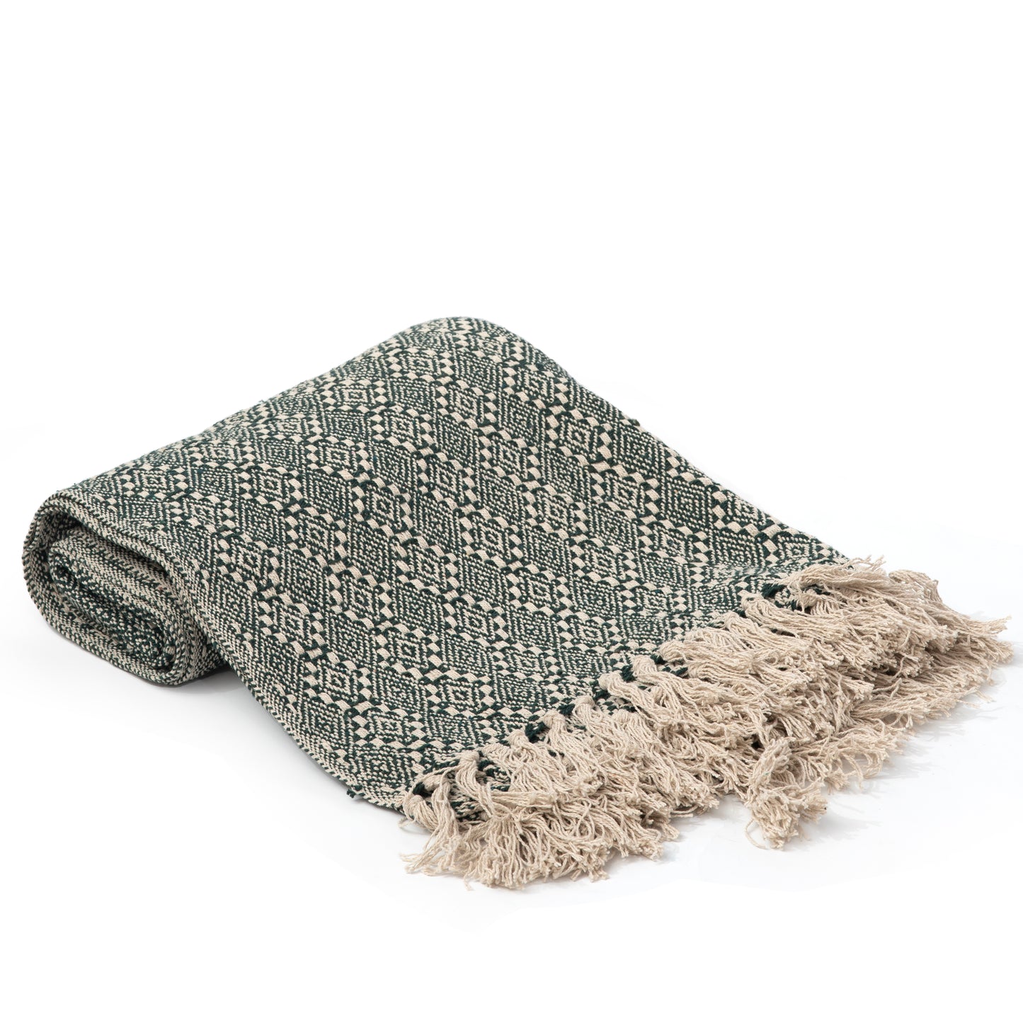 Olive Cotton Throw - Hand Knitted