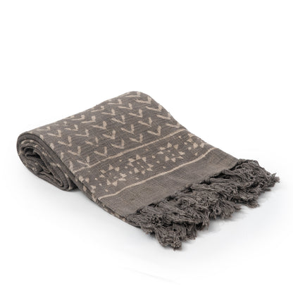 Slate Cotton Throw - Block Printed