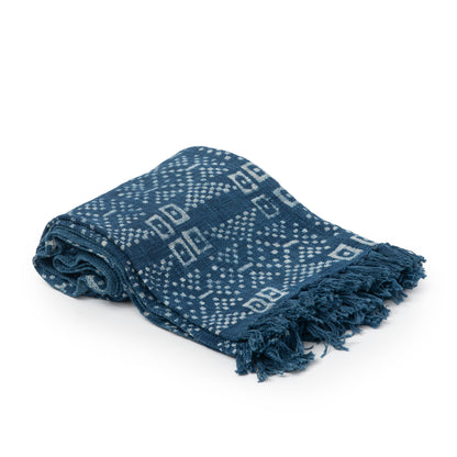 Indigo Cotton Throw - Block Printed