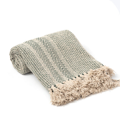 Emerald Cotton Throw - Hand Knitted