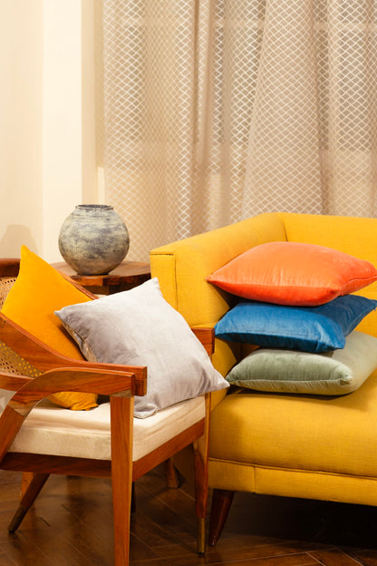 Premium Velvet Cushion Cover -  Light Orange