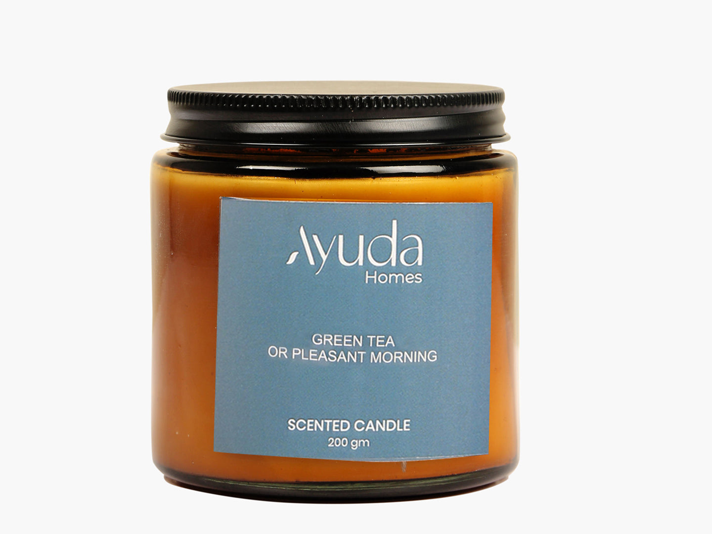 Green Tea Scented Candle - Soy Wax | Amber Glass Jar - Ayuda Homes
