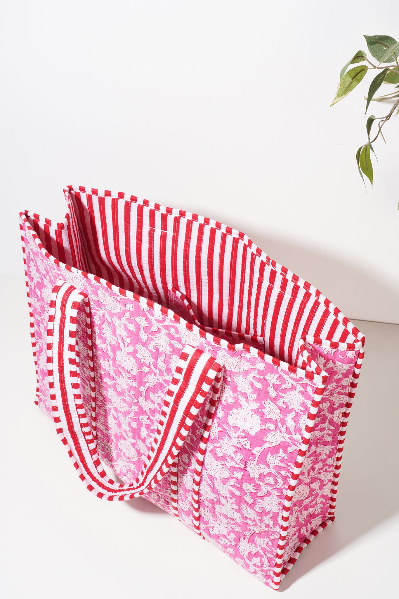 Rosy Quilted Tote Bag