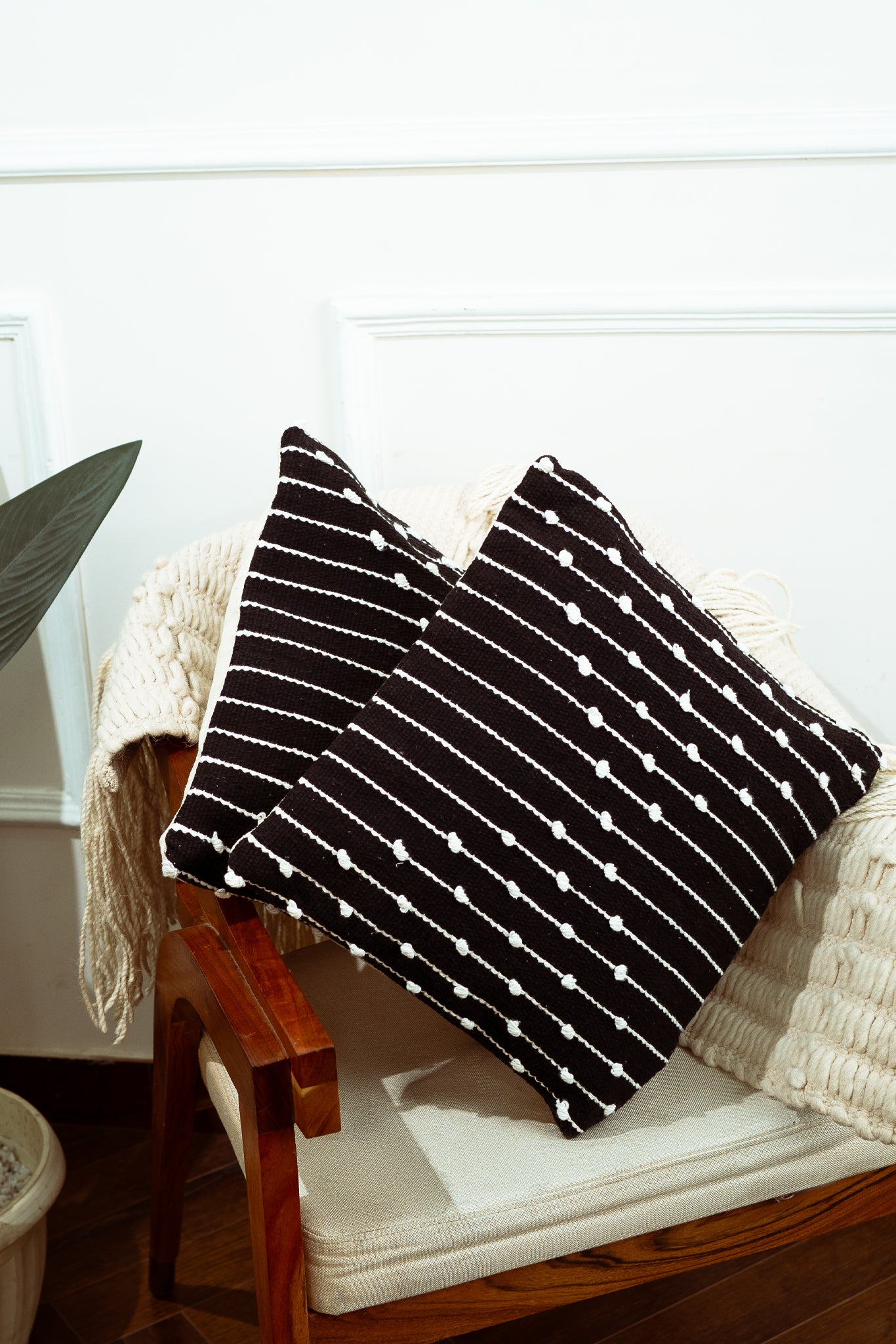 Monochrome Cushion Cover - Handloom Made (Set of 2)