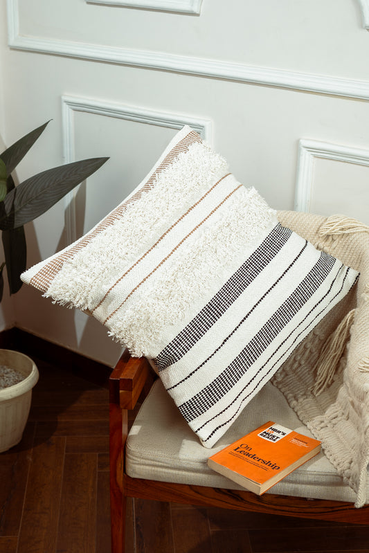 Rustic Striped Handloom Cushion Cover (Set of 2)