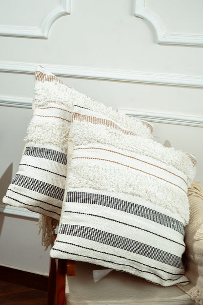 Rustic Striped Handloom Cushion Cover (Set of 2)