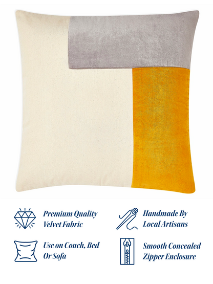 Copper Slate Cushion Cover - Velvet patchwork - Ayuda Homes