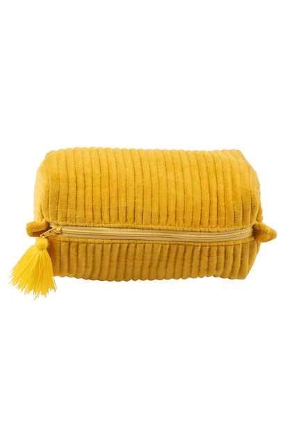 Velvet Quilted Pouch - Mustard