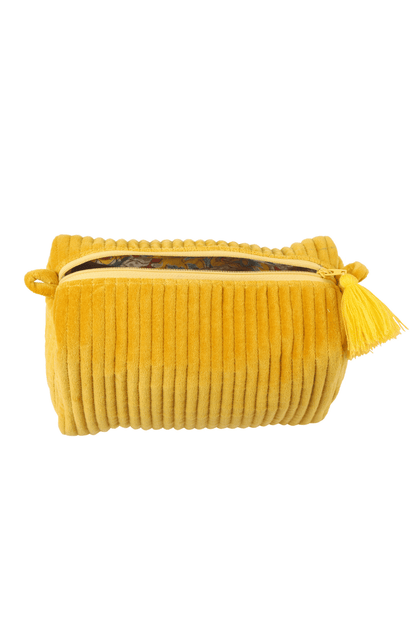 Velvet Quilted Pouch - Mustard