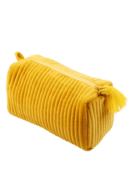 Velvet Quilted Pouch - Mustard