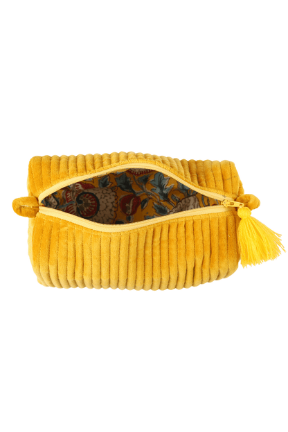 Velvet Quilted Pouch - Mustard