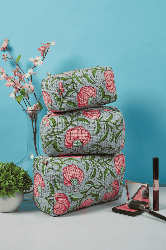 Botanical Bliss Quilted Pouches (Set of 3)