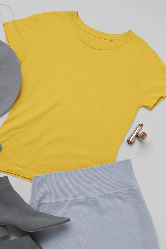 Women's Round Neck: Mustard T-Shirt - Ayuda Homes