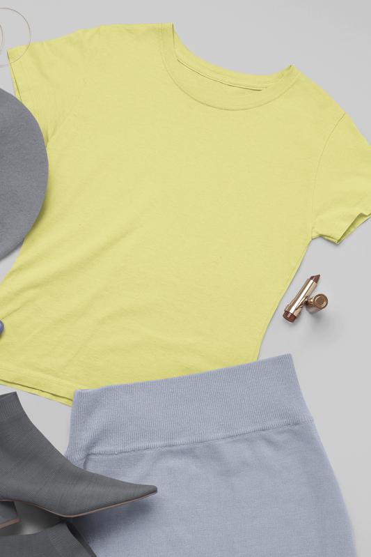 Women's Round Neck: Light Yellow T-Shirt - Ayuda Homes