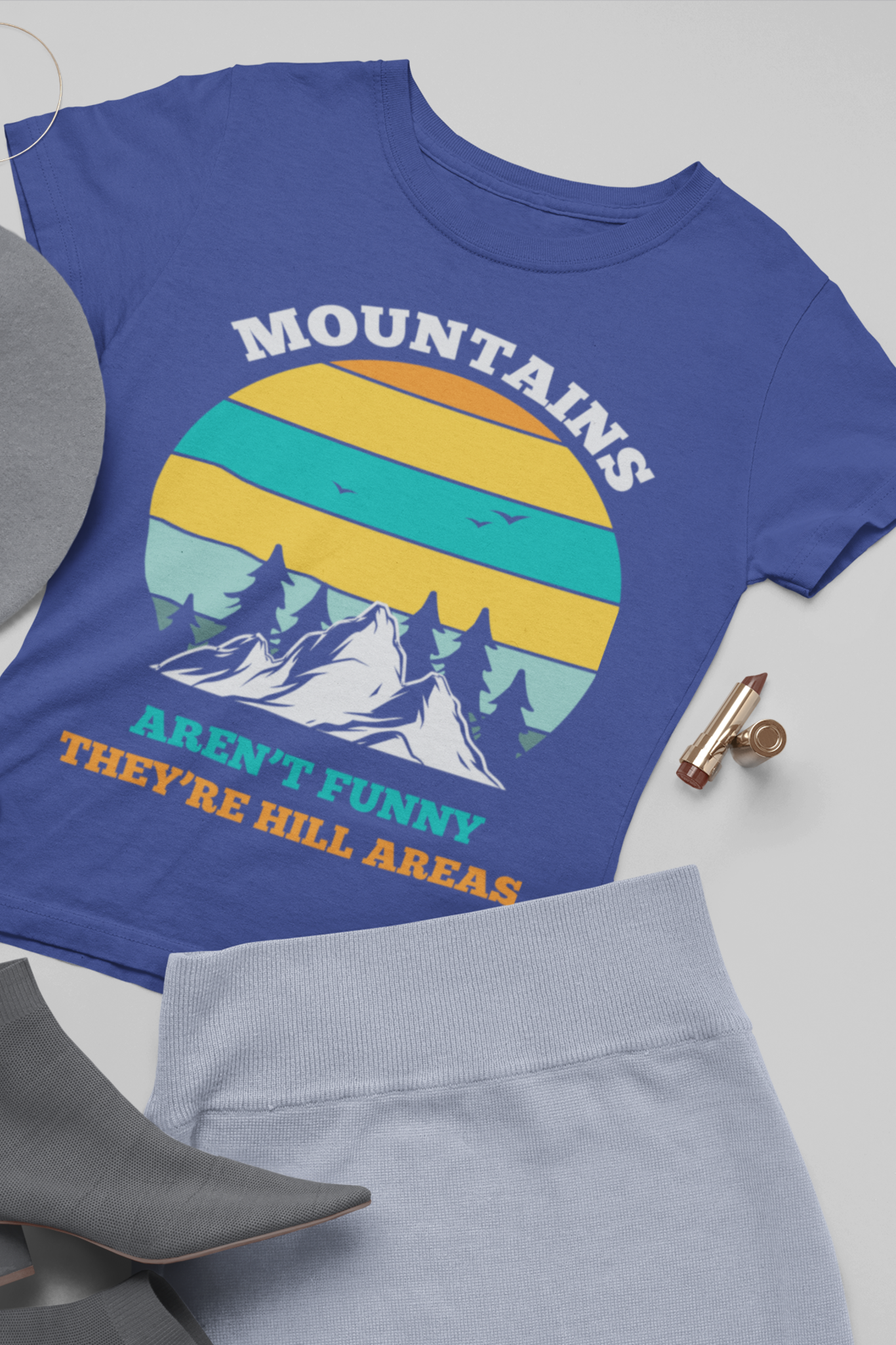 Women's Round Neck T-Shirt: Mountains - Ayuda Homes