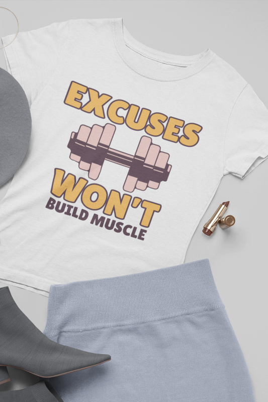 Women's Round Neck T-Shirt: Build Muscles - Ayuda Homes