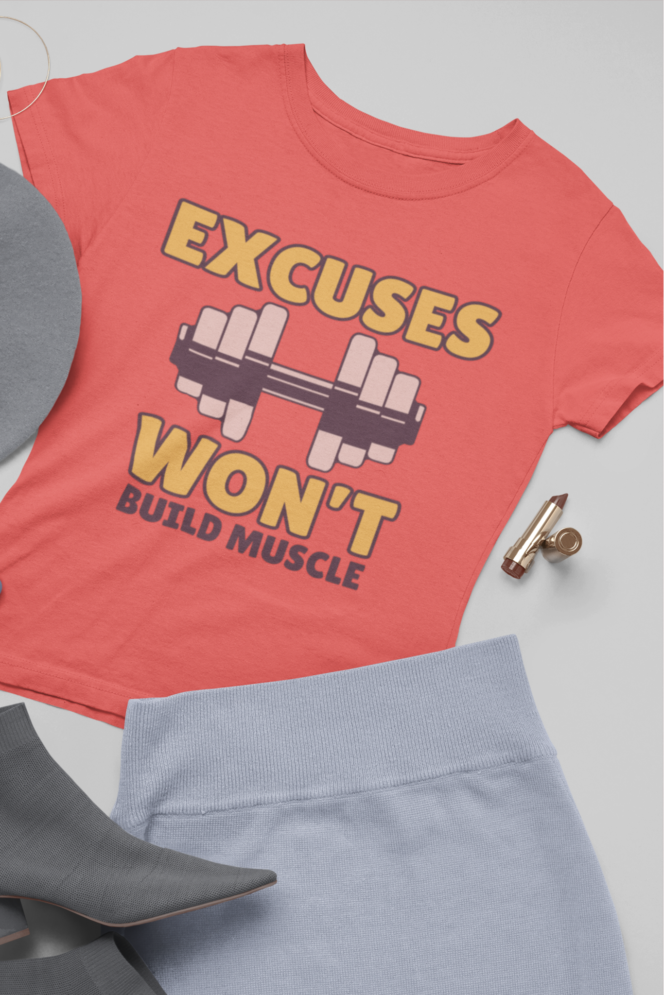 Women's Round Neck T-Shirt: Build Muscles - Ayuda Homes