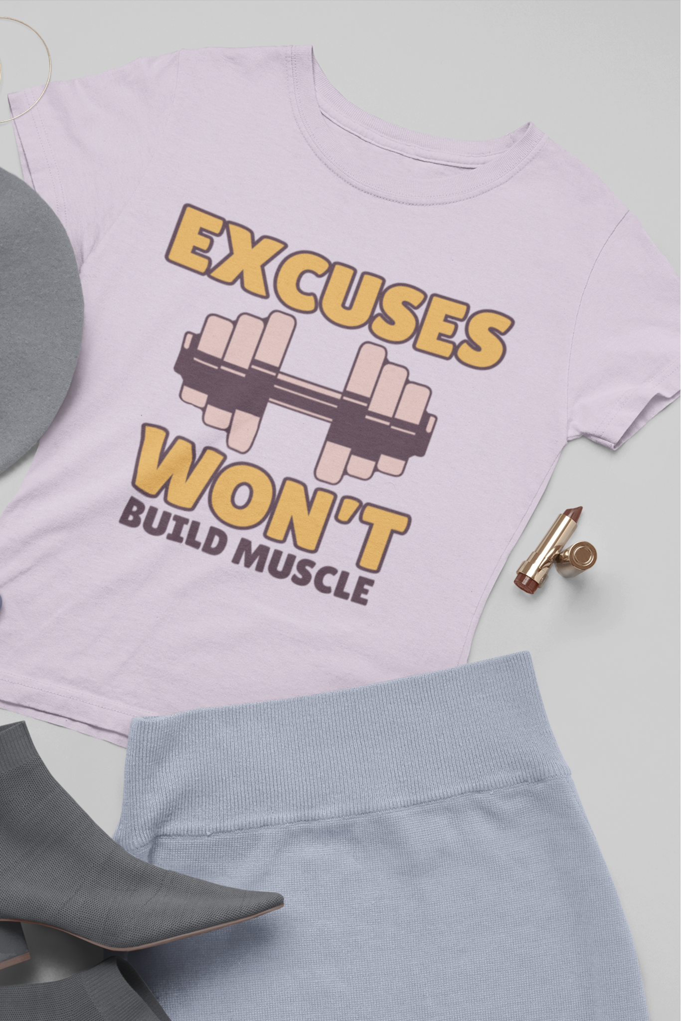 Women's Round Neck T-Shirt: Build Muscles - Ayuda Homes