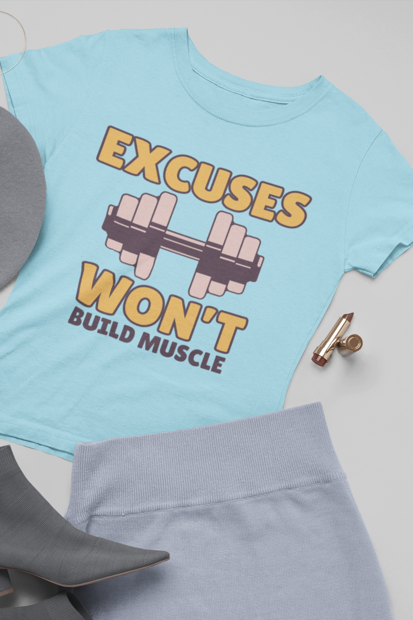 Women's Round Neck T-Shirt: Build Muscles - Ayuda Homes