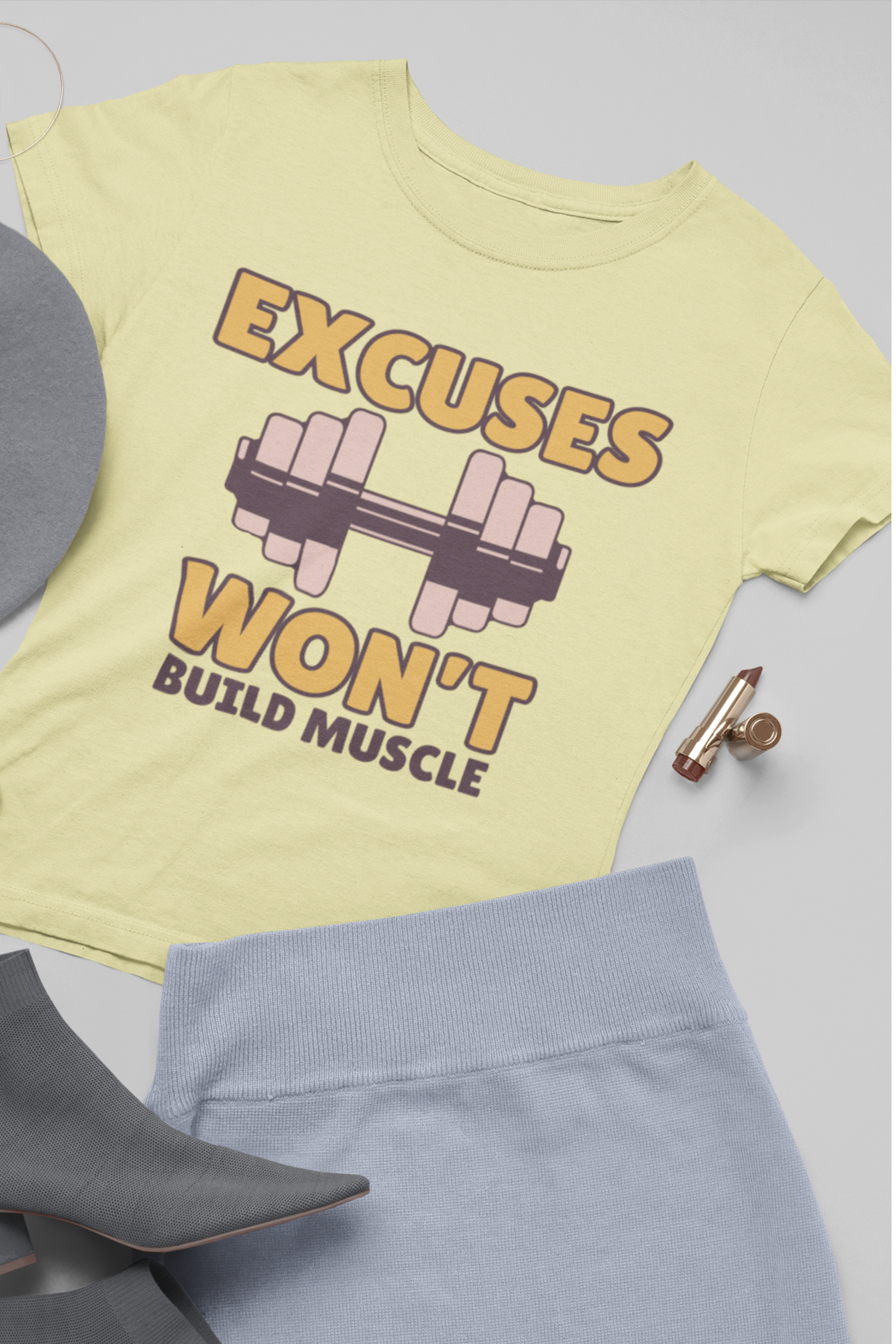 Women's Round Neck T-Shirt: Build Muscles - Ayuda Homes