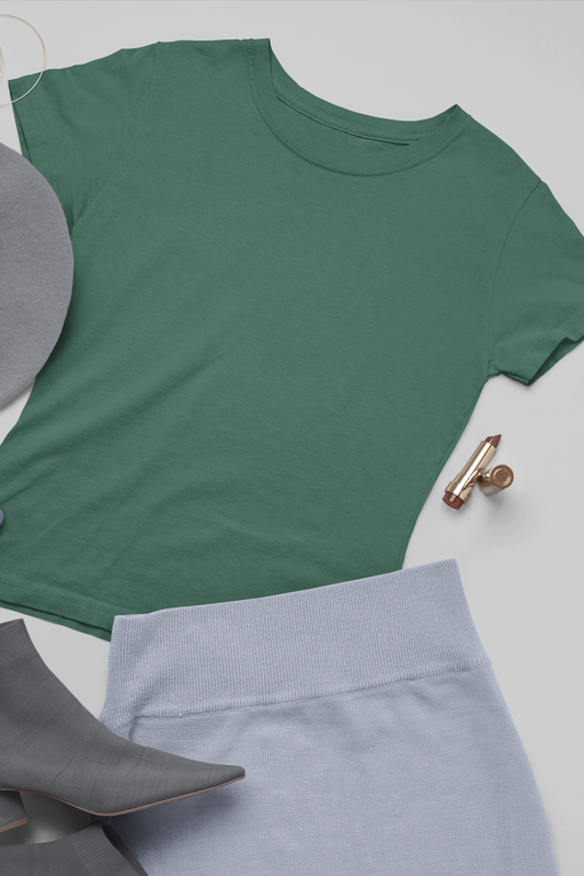 Women's Round Neck: Forest Green T-Shirt - Ayuda Homes