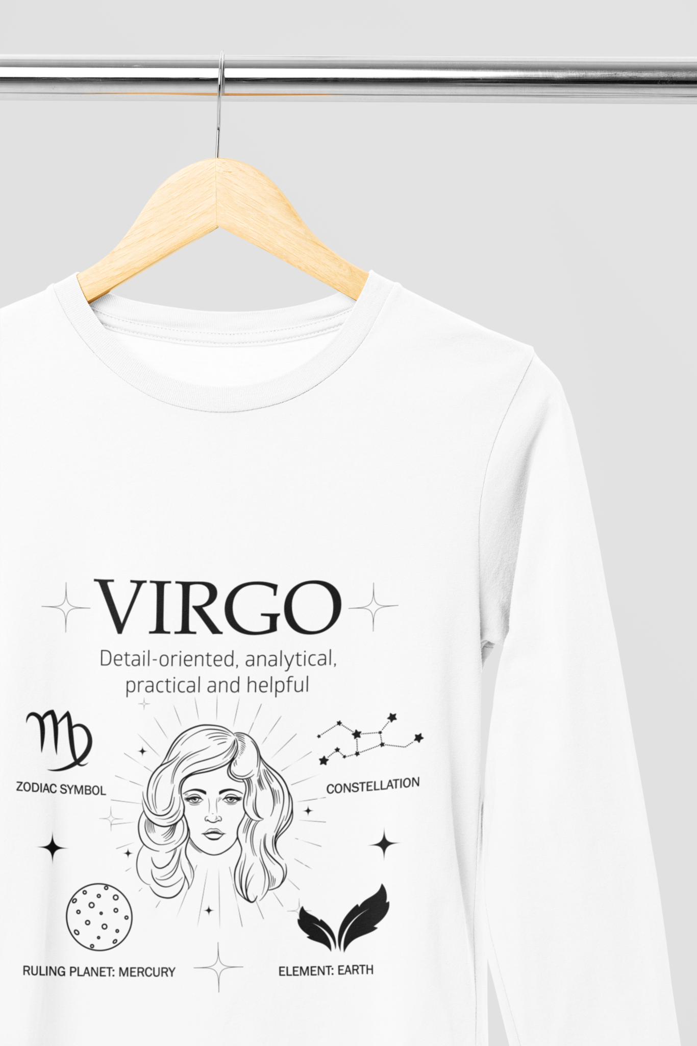 Men's Full Sleeve: White T-Shirt Virgo - Ayuda Homes