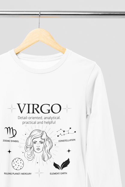 Men's Full Sleeve: White T-Shirt Virgo - Ayuda Homes