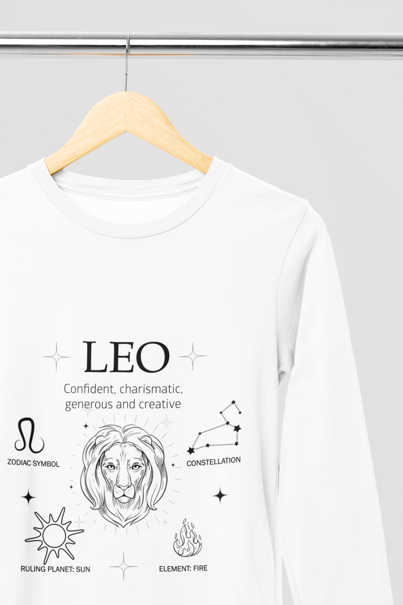 Men's Full Sleeve: White T-Shirt Leo - Ayuda Homes