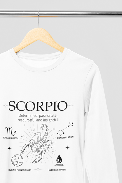 Men's Full Sleeve: White T-Shirt Scorpio - Ayuda Homes