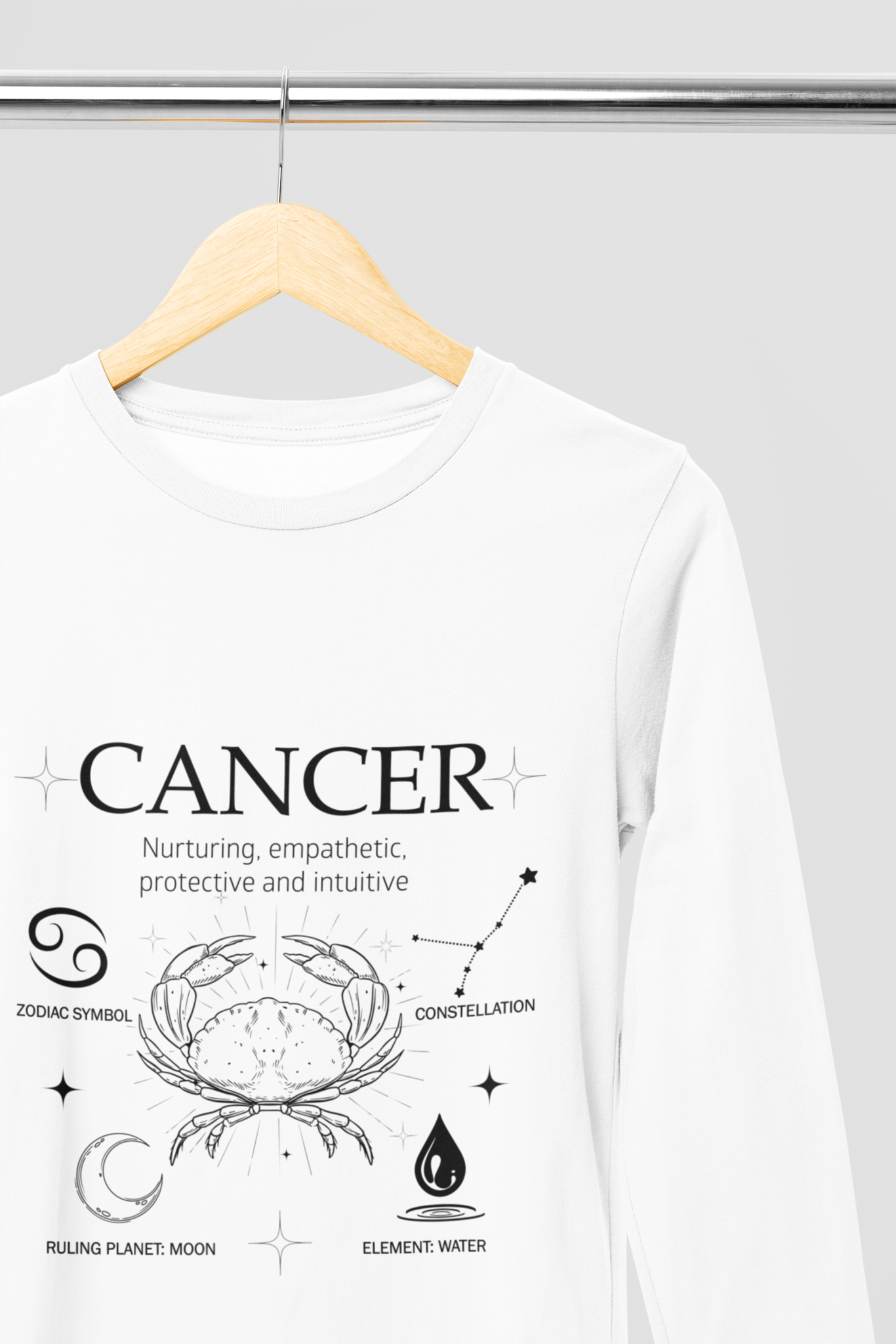 Men's Full Sleeve: White T-Shirt Cancer - Ayuda Homes