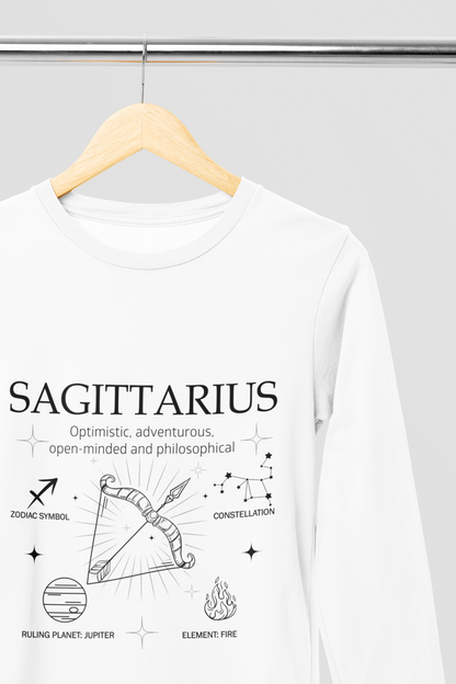 Men's Full Sleeve: White T-Shirt Sagittarius - Ayuda Homes