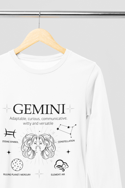 Men's Full Sleeve: White T-Shirt Gemini - Ayuda Homes