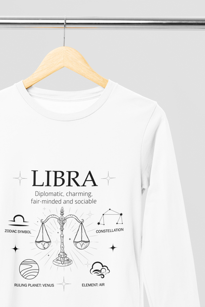 Men's Full Sleeve: White T-Shirt Libra - Ayuda Homes