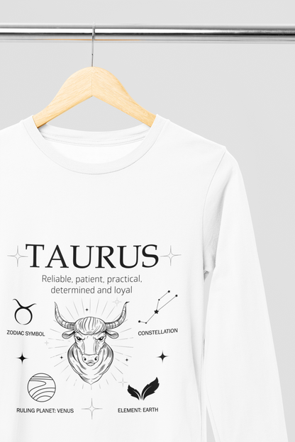 Men's Full Sleeve: White T-Shirt Taurus - Ayuda Homes
