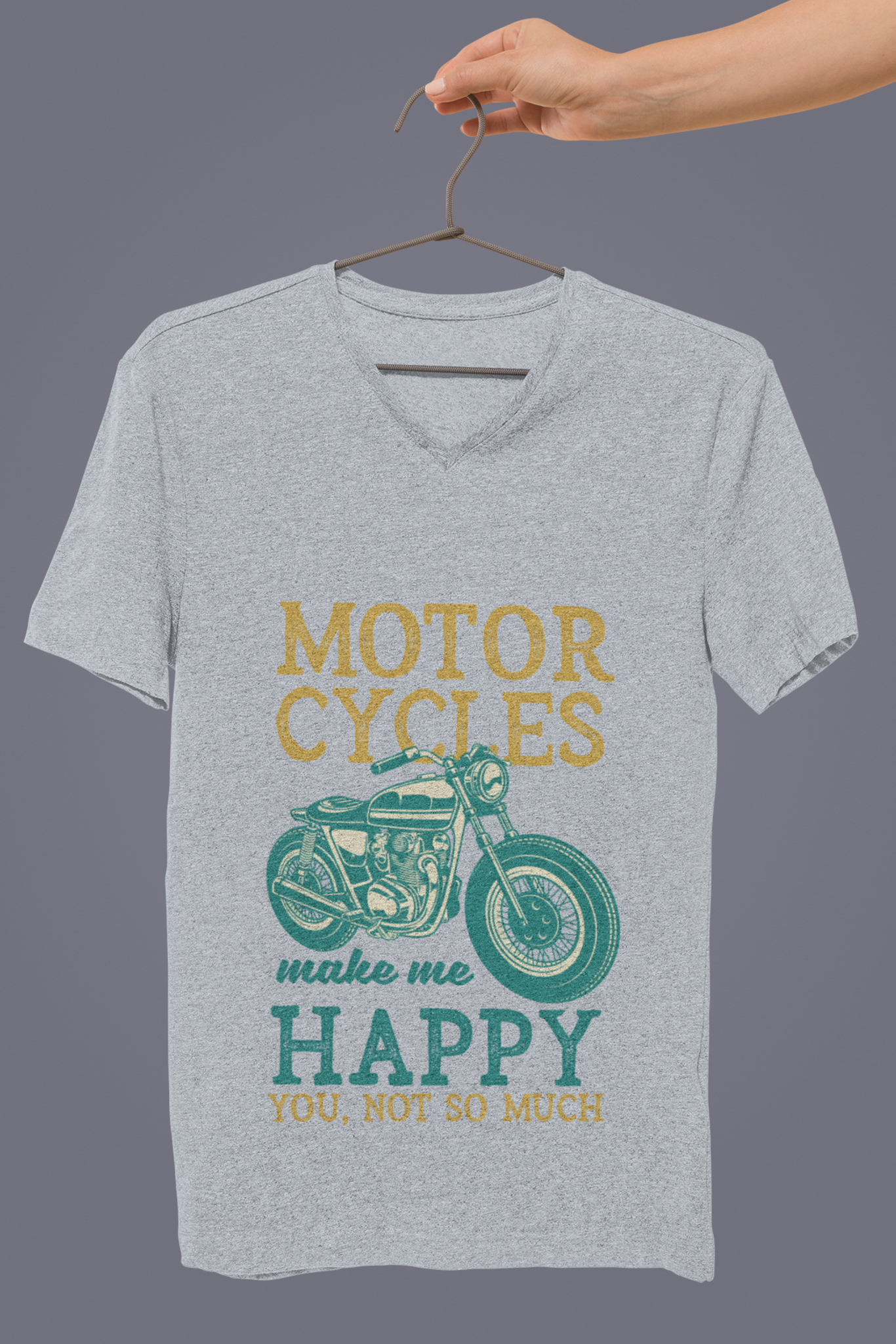 Men's V-Neck: Happy T-Shirt - Ayuda Homes