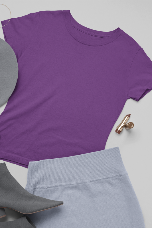 Women's Round Neck: Purple T-Shirt - Ayuda Homes