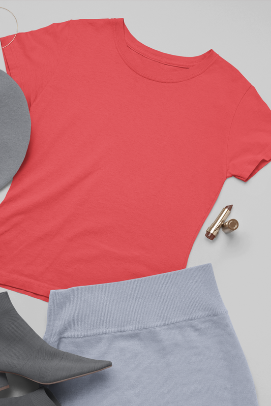 Women's Round Neck: Red T-Shirt - Ayuda Homes