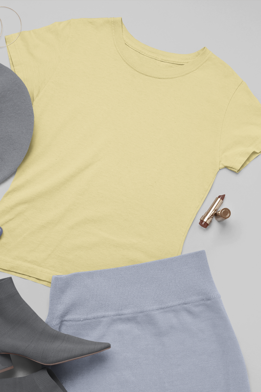 Women's Round Neck: Yellow T-Shirt - Ayuda Homes